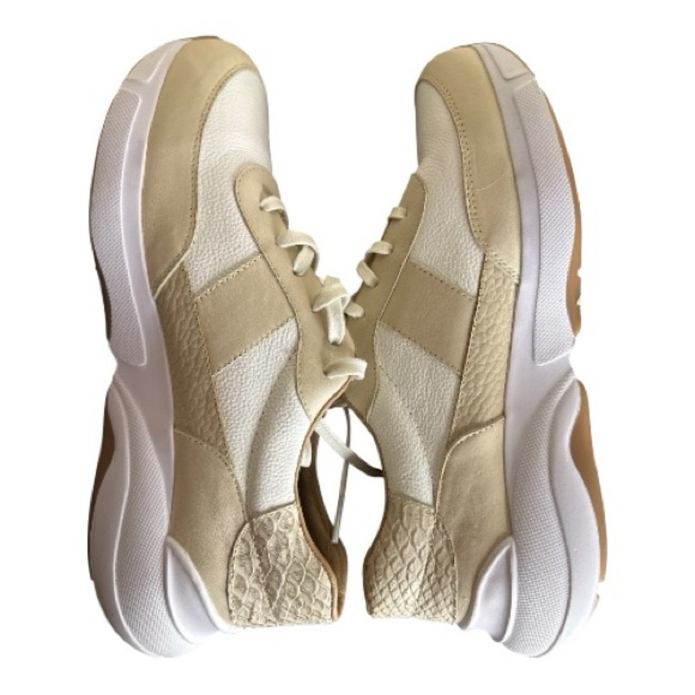 Kaanas Bowery Mixed Leather Runner Cream Sneakers
